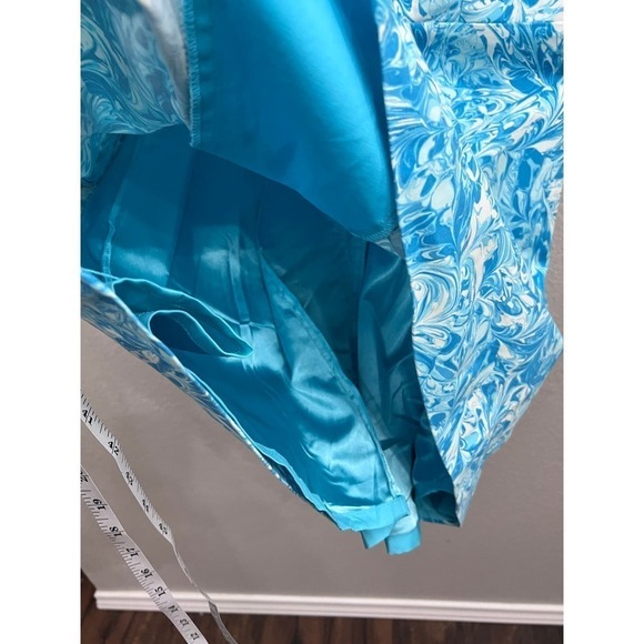 MICHAEL KORS BLUE WHITE PLEATED FRONT HIGH NECK SLEEVELESS DRESS Size 4 - Picture 9 of 14